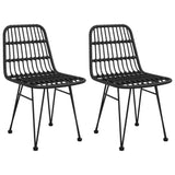 3 Piece Garden Dining Set Black Poly Rattan - Top-Down View