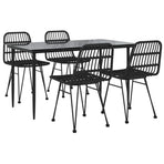 5 Piece Garden Dining Set Black Poly Rattan