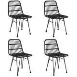 5 Piece Garden Dining Set Black Poly Rattan