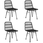 5 Piece Garden Dining Set Black Poly Rattan