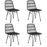 5 Piece Garden Dining Set Black Poly Rattan - Top-Down View