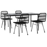5 Piece Garden Dining Set Black Poly Rattan - Side View