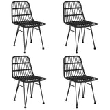 5 Piece Garden Dining Set Black Poly Rattan - Top-Down View