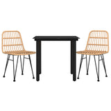 3 Piece Garden Dining Set Poly Rattan - Side View