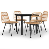 5 Piece Garden Dining Set Poly Rattan - Front View