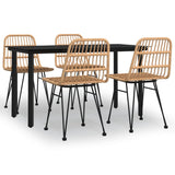 5 Piece Garden Dining Set Poly Rattan