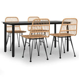 5 Piece Garden Dining Set Poly Rattan - Front View