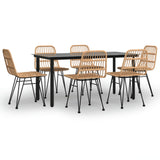 7 Piece Garden Dining Set Poly Rattan - Front View
