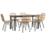 7 Piece Garden Dining Set Poly Rattan - Side View