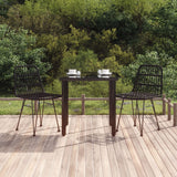 3 Piece Garden Dining Set Black Poly Rattan