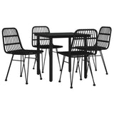 5 Piece Garden Dining Set Black Poly Rattan - Side View