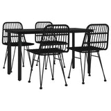 5 Piece Garden Dining Set Black Poly Rattan - Side View