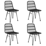 5 Piece Garden Dining Set Black Poly Rattan - Top-Down View