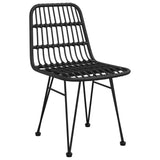 5 Piece Garden Dining Set Black Poly Rattan - 45-Degree Angle