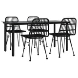 5 Piece Garden Dining Set Black Poly Rattan - Side View