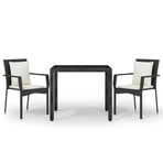 3 Piece Garden Dining Set with Cushions Black Poly Rattan