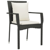 3 Piece Garden Dining Set with Cushions Black Poly Rattan