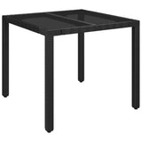 3 Piece Garden Dining Set with Cushions Black Poly Rattan - Rear View