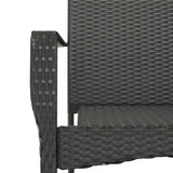 3 Piece Garden Dining Set with Cushions Black Poly Rattan - Low Angle