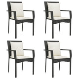 5 Piece Garden Dining Set with Cushions Black Poly Rattan - Top-Down View