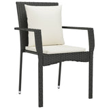 5 Piece Garden Dining Set with Cushions Black Poly Rattan - 45-Degree Angle