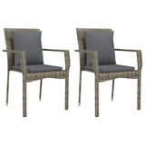 3 Piece Garden Dining Set with Cushions Grey Poly Rattan