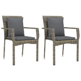 3 Piece Garden Dining Set with Cushions Grey Poly Rattan - Top-Down View