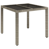 3 Piece Garden Dining Set with Cushions Grey Poly Rattan - Rear View