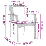 3 Piece Garden Dining Set with Cushions Grey Poly Rattan