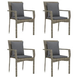5 Piece Garden Dining Set with Cushions Grey Poly Rattan - Top-Down View