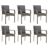 7 Piece Garden Dining Set with Cushions Grey Poly Rattan - Top-Down View