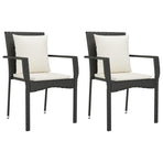 3 Piece Garden Dining Set with Cushions Black Poly Rattan
