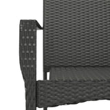 3 Piece Garden Dining Set with Cushions Black Poly Rattan - Low Angle