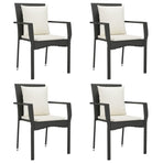 5 Piece Garden Dining Set with Cushions Black Poly Rattan