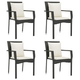 5 Piece Garden Dining Set with Cushions Black Poly Rattan - Top-Down View