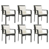 7 Piece Garden Dining Set with Cushions Black Poly Rattan - Top-Down View