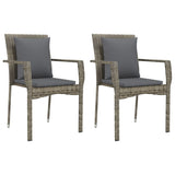 3 Piece Garden Dining Set with Cushions Grey Poly Rattan - Top-Down View
