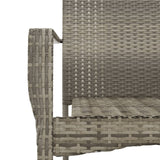 3 Piece Garden Dining Set with Cushions Grey Poly Rattan - Low Angle