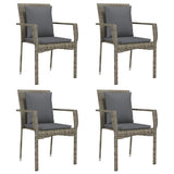 5 Piece Garden Dining Set with Cushions Grey Poly Rattan - Top-Down View