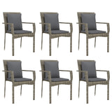 7 Piece Garden Dining Set with Cushions Grey Poly Rattan - Top-Down View