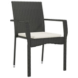 9 Piece Garden Dining Set with Cushions Black Poly Rattan - 45-Degree Angle