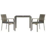 3 Piece Garden Dining Set with Cushions Grey Poly Rattan - Side View