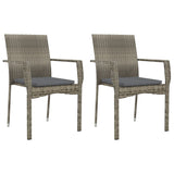 3 Piece Garden Dining Set with Cushions Grey Poly Rattan - Top-Down View
