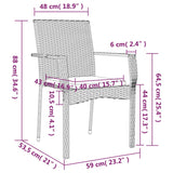 3 Piece Garden Dining Set with Cushions Grey Poly Rattan - Extra Image