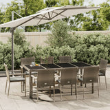 9 Piece Garden Dining Set with Cushions Grey Poly Rattan