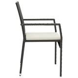 5 Piece Garden Dining Set with Cushions Black Poly Rattan - Rear View