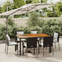 7 Piece Garden Dining Set with Cushions Black Poly Rattan