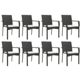 9 Piece Garden Dining Set with Cushions Black Poly Rattan - Top-Down View