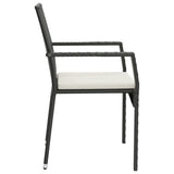 9 Piece Garden Dining Set with Cushions Black Poly Rattan - Rear View