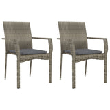 3 Piece Garden Dining Set with Cushions Grey Poly Rattan - Top-Down View